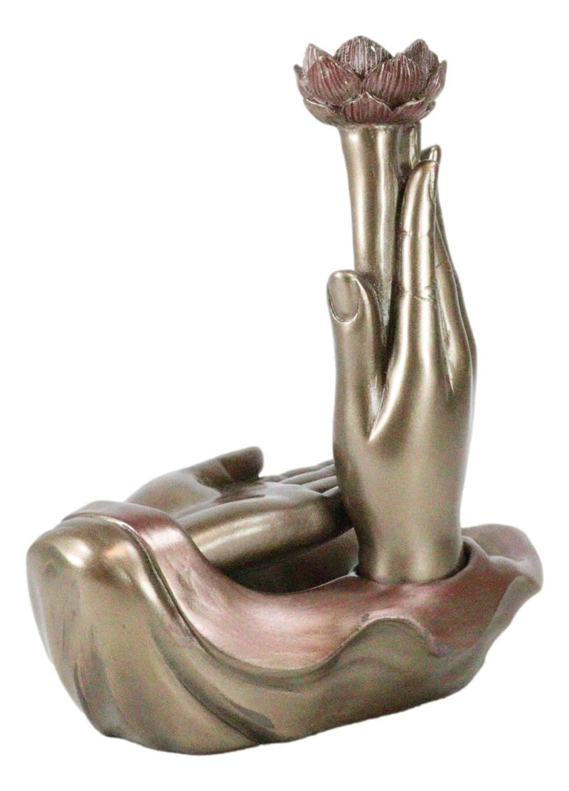 Zen Yoga Meditation Buddha Mudra Hands Lotus Flower Backflow Incense Burner