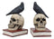 Ebros Raven Crow Perching On Skull with Ancient Book Bookends Set 7.5" Tall