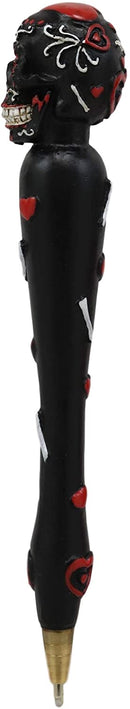 Set Of Two Black Dias De Los Muertos Day Of The Dead Sugar Skull Stationery Pen