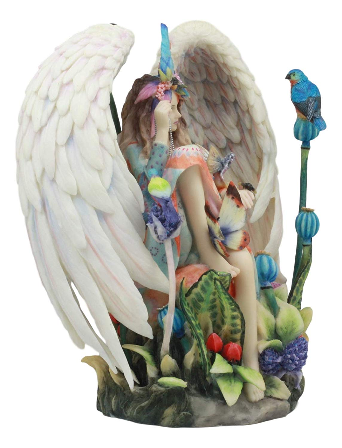 Ebros Sanctuary Sheila Wolk Angel Statue 8.5"Tall Angelic Beauty In Wildlife Nature Figurine