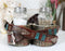 Rustic Western Cowboy Faux Leather Belt On Wood Salt Pepper Shakers Holder