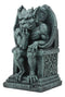 Stoic Gothic Notre Dame Thinker Gargoyle Sitting On The Throne Statue Le Penseur