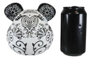 Ebros Black White Tattoo Tooled Floral Heart Panda Bear Head Day Of The Dead Figurine