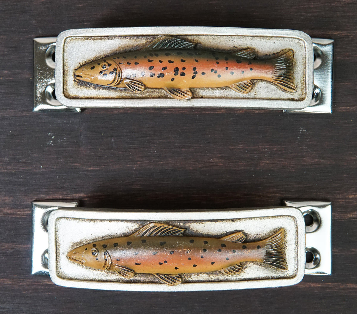 Set Of 2 Coastal Marine Nautical Fish Drawer Cabinet Door Bar Pull Knobs Accent - Ebros Gift