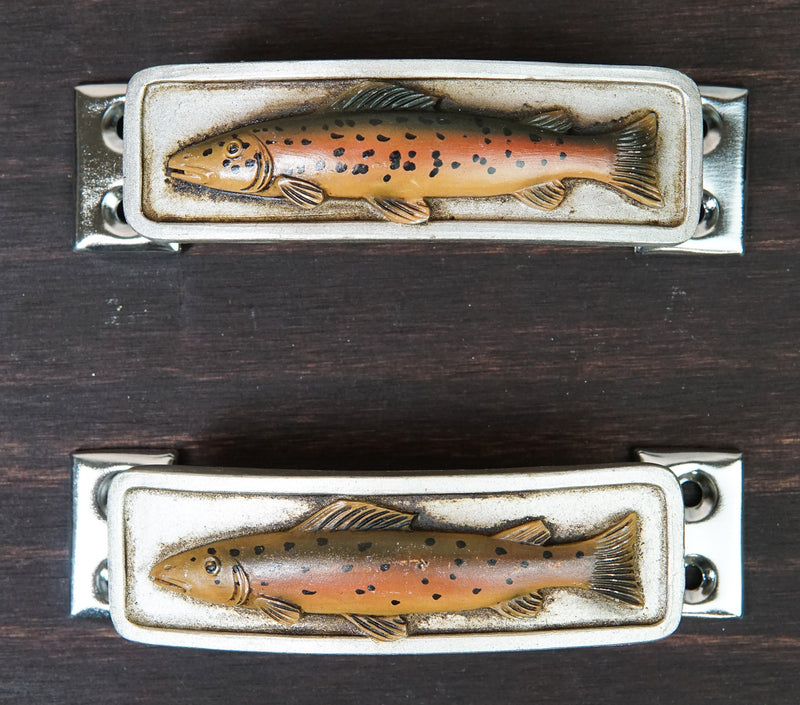 Set Of 2 Coastal Marine Nautical Fish Drawer Cabinet Door Bar Pull Knobs Accent