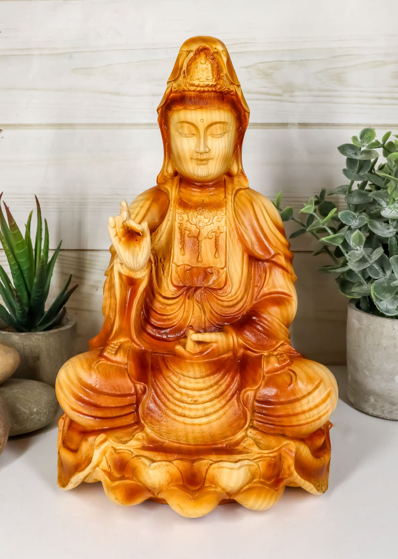 Ebros The Water and Moon Goddess Abhaya Mudra Kuan Yin Bodhisattva Statue 9" Tall Guan Yin Immortal Deity of Protection Reassurance and Blessing Museum Decorative Altar Figurine