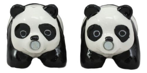 Ceramic Kissing Giant Panda Bears Salt And Pepper Shakers Holder Figurine Set