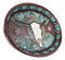 Western Rustic Cowboy Texas Longhorn Skull Turquoise Conchos Dish Tray 12"L