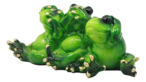 Whimsical See Hear and Speak No Evil Trio Frogs Statue 7.5"L Pond Animal Decor