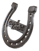 Rustic Western Cast Iron Metal Horseshoe with Good Luck Sign Wall Decor Plaque