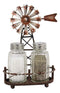 Ebros 6.5"H Rustic Country Farm Windmill Outpost Salt And Pepper Shakers Set