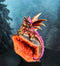 Metallic Red Iridescent Wyrmling Dragon On Faux Geode Crystal Rock Figurine 4"H