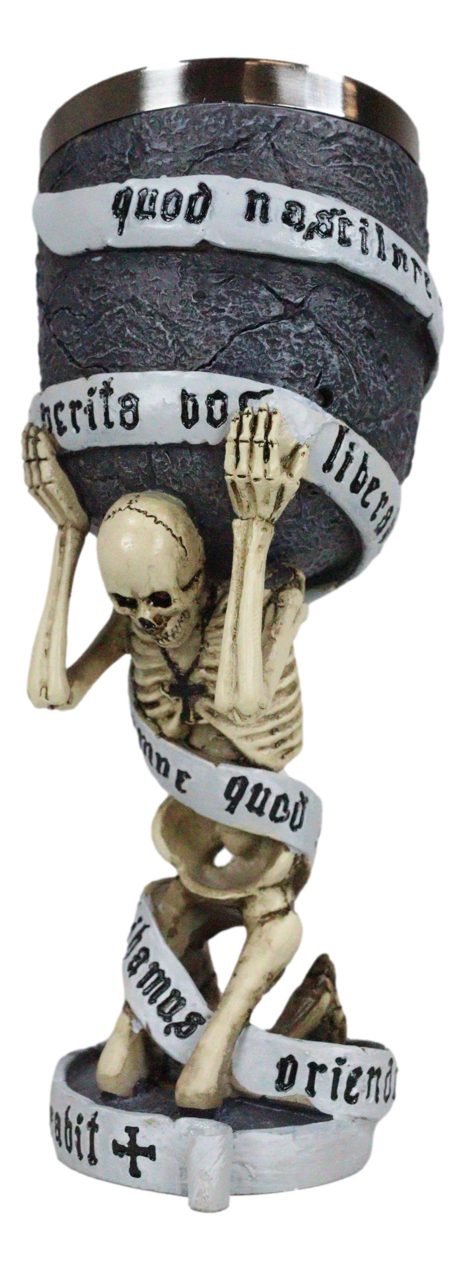 Ebros Enslaved Skeleton Bearing Guilt 7.25"H 5oz Wine Drink Goblet Chalice Cup - Ebros Gift