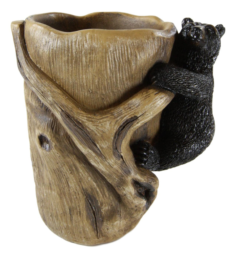 Ebros Rustic Black Bears Climbing Logs Bathroom Vanity Set of 4 Soap Dish Pump Cup