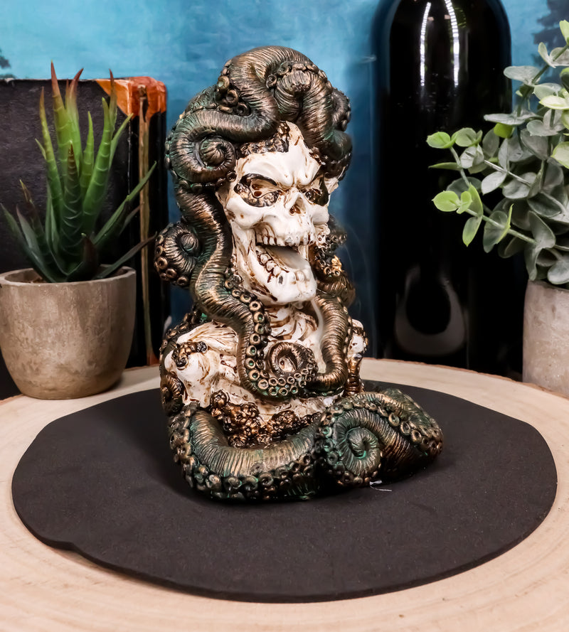 Cecelia Octopus Sea Witch Skull Bust Backflow Incense Cone Burner Figurine