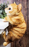 Ebros Lifelike Pot Pal Hanging Orange Tabby Cat Statue 8"Tall With Glass Eyes Decor