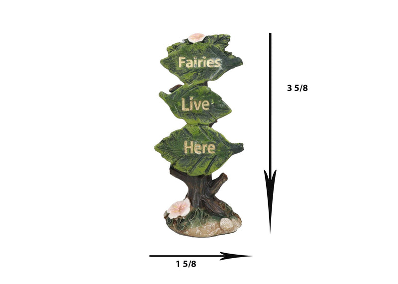 Fairy Garden Miniature Fairies Live Here Flowering Tree Leaves Sign Sculpture