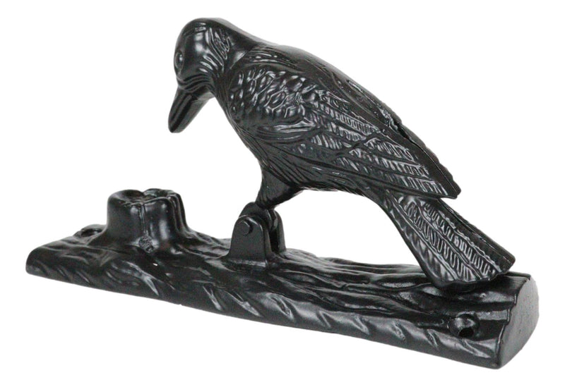 Cast Iron Black Rustic Woodpecker Bird On Tree Door Knocker With Strike Plate