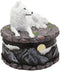 Ebros Albino White Wolf in Repose Round Jewelry Decorative Box 5.25" Diameter