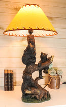 Ebros Whimsical 3 Adventurous Black Bear Cubs Climbing Stunted Tree Table Lamp