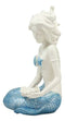 Nautical Ocean Goddess Pretty Mermaid With Blue Tail Holding Pearl Shell Statue