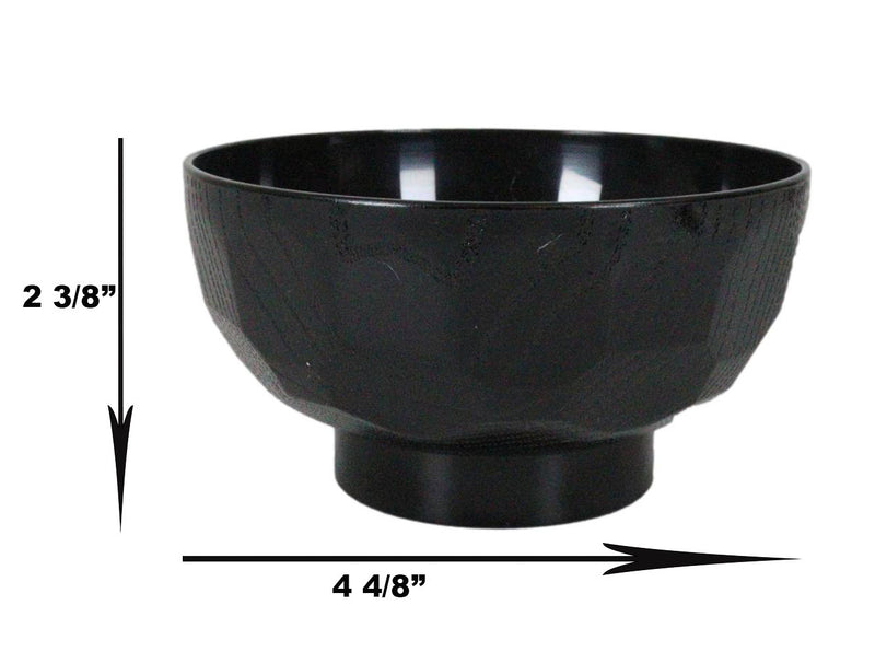 Ebros Japanese Contemporary Black Lacquer Ridged Bowls Made In Japan Set of 10