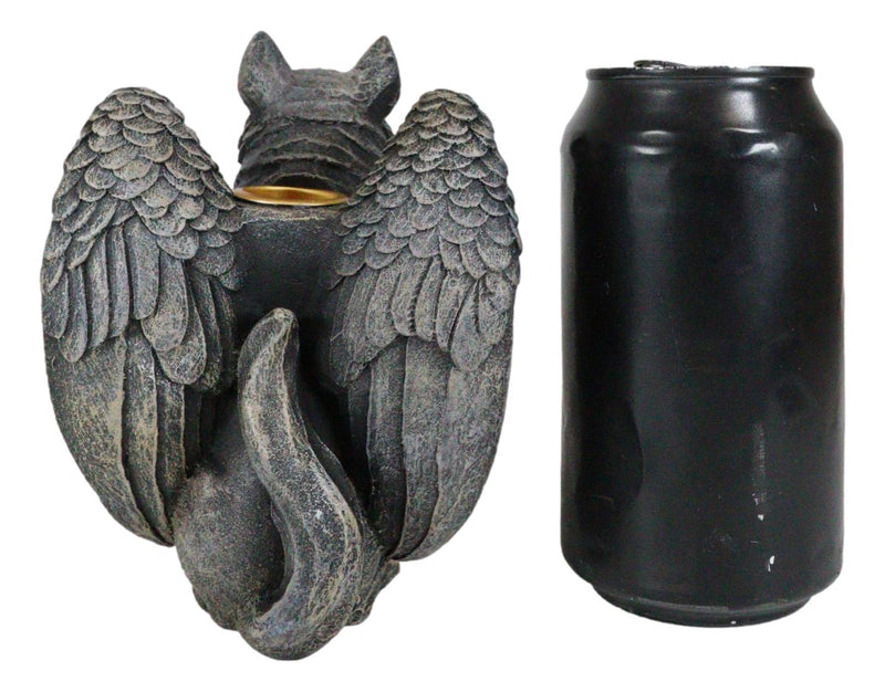 Ebros Sitting Gothic Angel Winged Wolf Candle Holder Statue Denizen Of The Twilight Werewolves Direwolf Fantasy Decor Sculpture For Halloween Underworld Macabre Mystic Decorative Candleholder Figurine