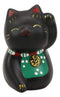 Ebros Japanese Lucky Charm Beckoning Cat Black Maneki Neko With Baby Bib Mini Figurine