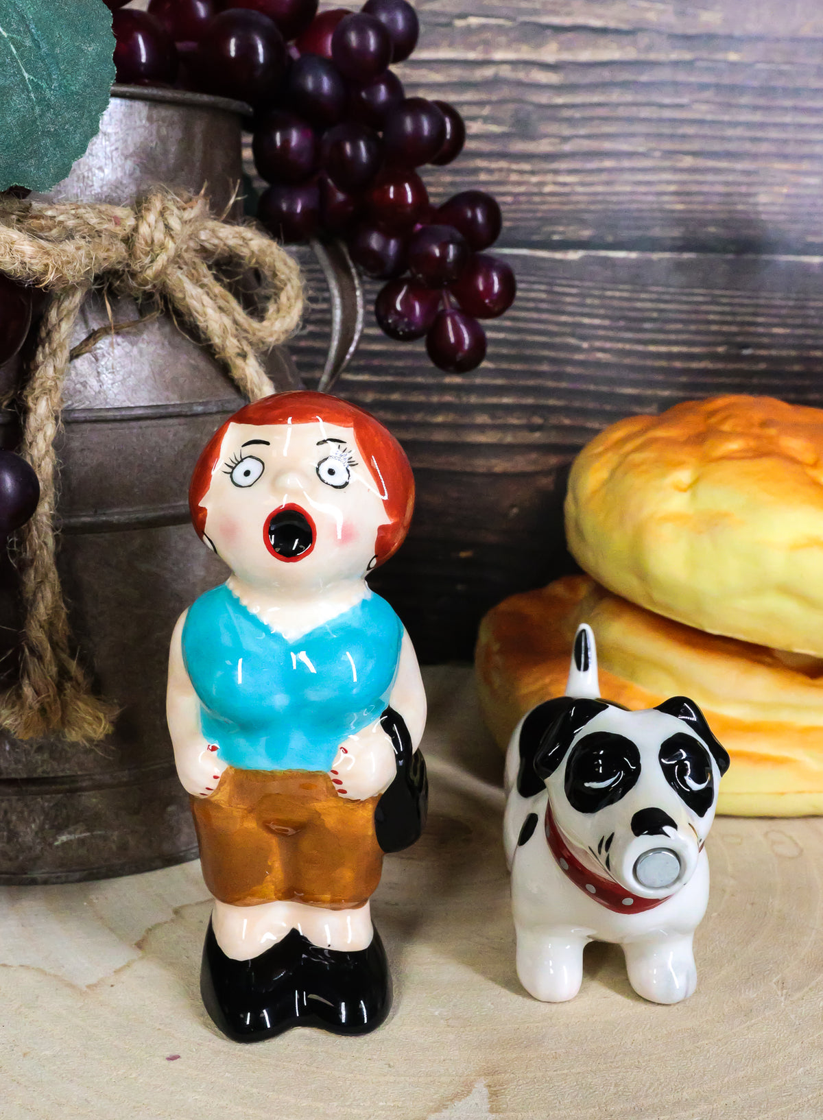Ouch! Lady And The Tramp Dog Kissing Magnetic Ceramic Salt Pepper Shakers Set - Ebros Gift