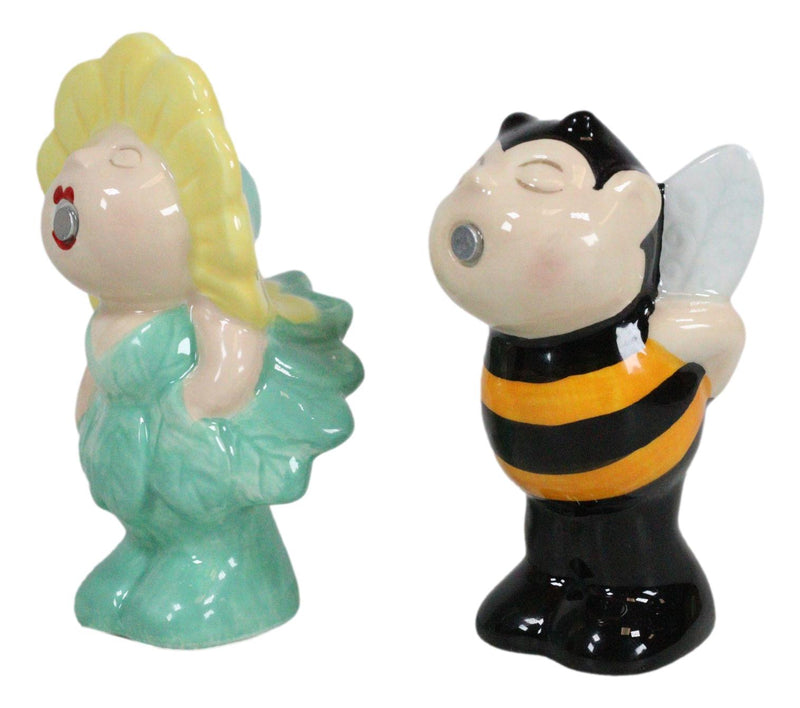 Bee My Honey! Bumblebee And Sunflower Kissing Ceramic Salt Pepper Shakers Set