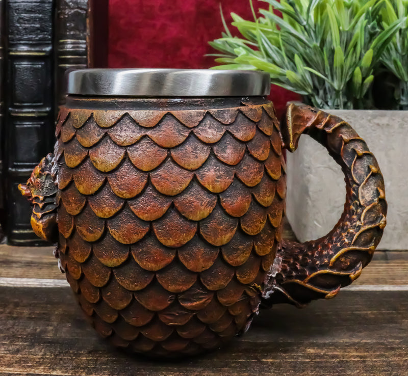 Ebros Medieval Khaleesi's Elemental Dragon Colorful Scale Egg With Hatching Wyrmling Small Coffee Tea Mug Cup 3.75" High Fantasy GOT Themed Dungeons And Dragons Drinking Cups (Fire Red)