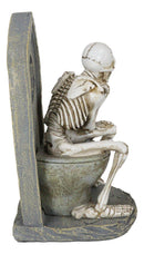 Rest In Peace Constipated Thinker Skeleton Sitting On Graveyard Toilet Statue