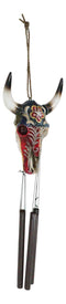 Rustic Western Star Colorful Texas Flag Floral Pattern Bull Cow Skull Wind Chime