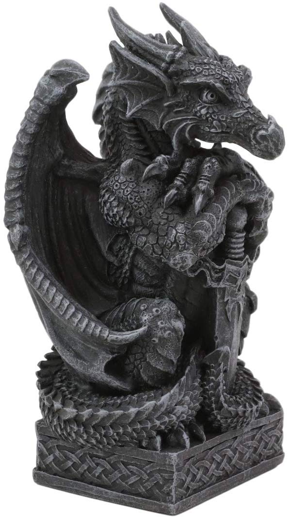 Ebros Gothic Dragon Sentry Gargoyle With Sword Figurine 5.25"H Statue Fantasy - Ebros Gift
