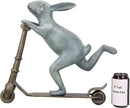 Ebros Aluminum Speedy Bunny Rabbit Riding On Scooter 18"H Garden Stake Statue