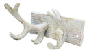 Ebros Cast Iron Vintage White Western Rustic Stag Deer Trophy Antler Rack Wall Hooks
