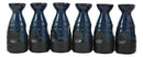 Glazed Ceramic Blue And Black Japanese Wine Sake Tokkuri Flask Pack of 6 Flasks