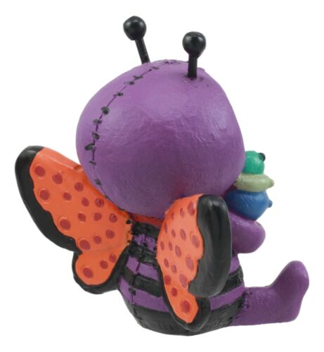 Ebros Furry Bones Purple Butterfly And Caterpillar Figurine 3"H Furrybones Flutters