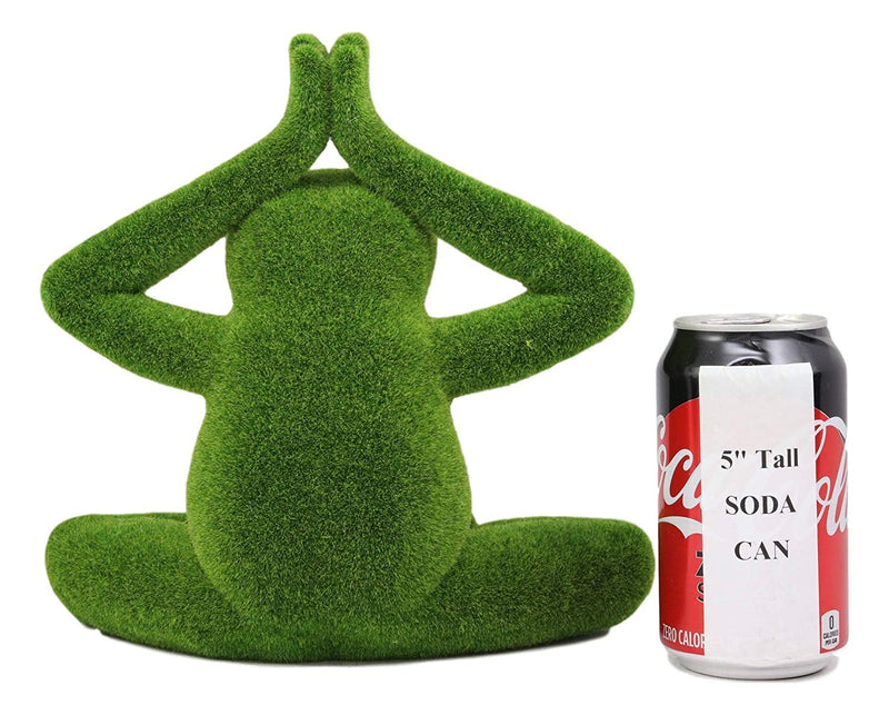 Ebros Meditating Yoga Frog Garden Statue in Flocked Artificial Moss Finish