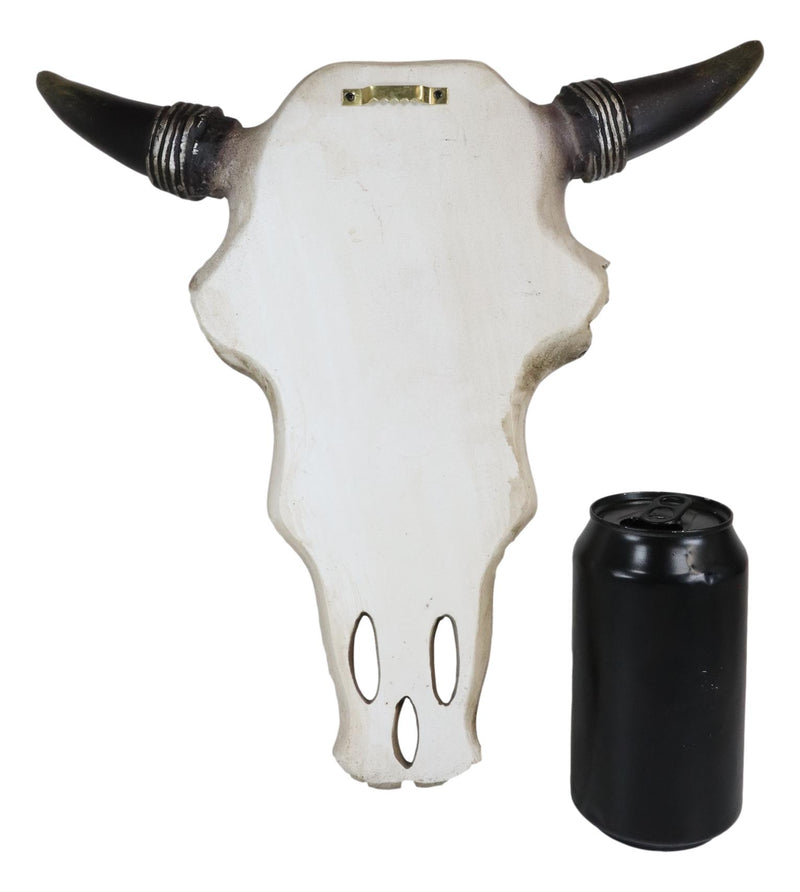 Western Bull Cow Skull With Floral Lilies & Golden Nailheads Wall Decor Plaque