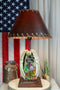 Patriotic Angel Winged Helmet Rifle Boots And Succulents Memorial Table Lamp