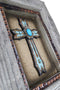 Pack of 2 Rustic Western Turquoise Gems Cross 3D Art Wood Framed Wall Decors