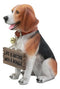 Ebros Lifelike Realistic Beagle Dog Welcome Greeter Statue 12" Tall Hound Dog Breed Collectible Decor Figurine with Jingle Collar Greeting Signs