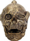 Ebros 6.5 Inch Gold Colored Open Mouthed Machine Skull Head Figurine Decor