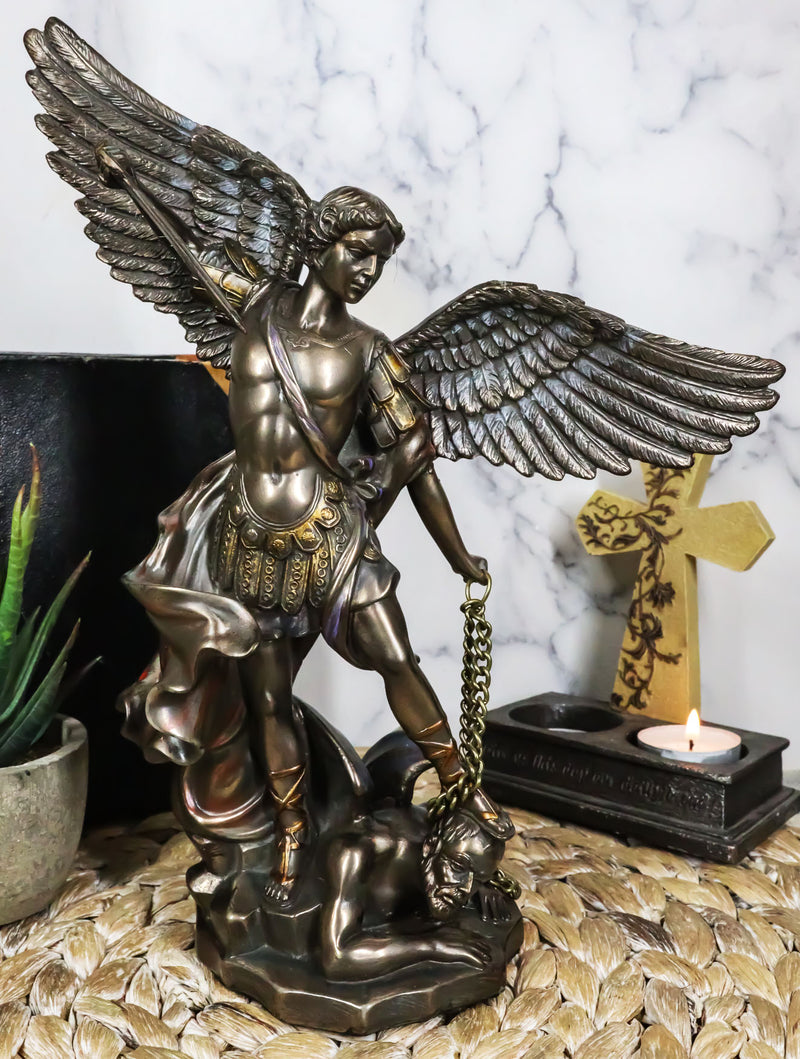 Ebros Archangel Saint Michael Trampling Satan Statue 9.25"H Guido Reni Inspired - Ebros Gift