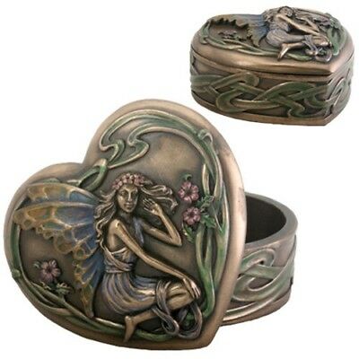Ebros Resting Fairy By The Pond Heart Shaped Jewelry Box Figurine Fantasy Myth Legend