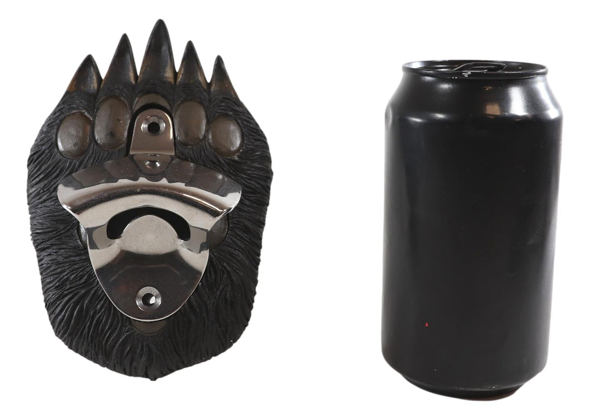 Rustic Western Wildlife Black Bear Paw With Claws Wall Beer Bottle Metal Opener