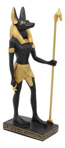 Egyptian Standing Anubis Holding Staff Statue God of Afterlife Mummification