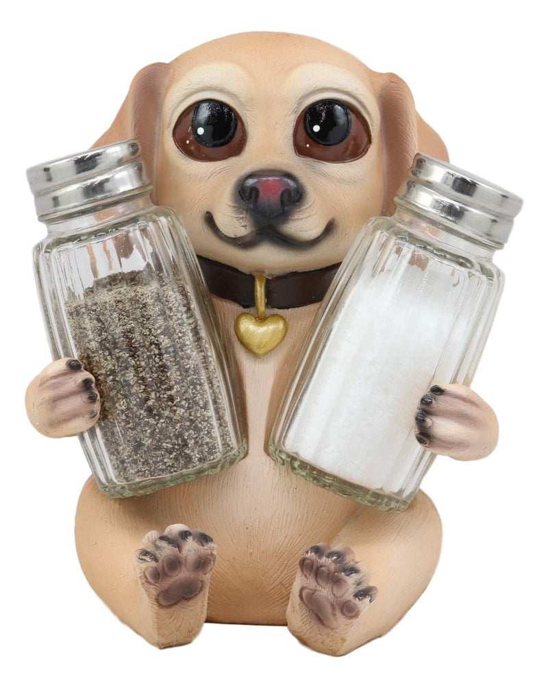 Ebros Pup And Spice Wide Eyed Labrador Puppy Dog Glass Salt & Pepper Shakers Set