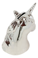 Electroplated Silver Sacred Unicorn Head Money Coin Bank Figurine Kids Adults